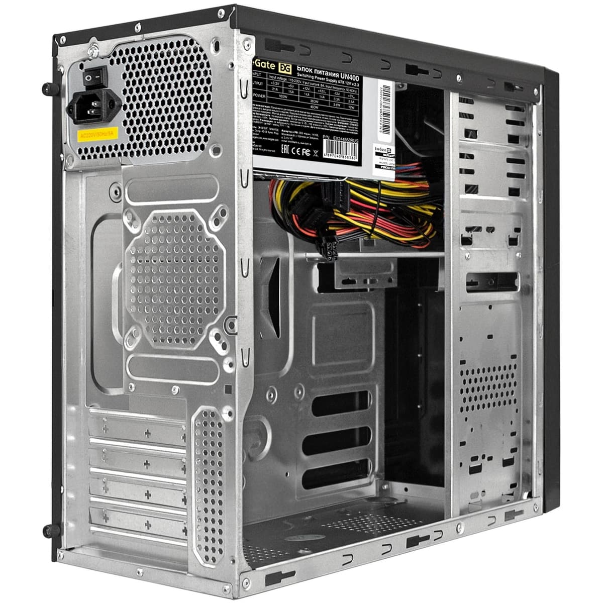 Корпус для ПК, Minitower, mATX, БП 400W, 2xUSB, аудио, чёрный