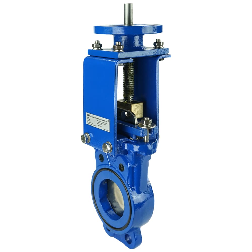 Задвижка шиберная ножевая GGG40-SS304-NBR-2W-ISOF10 Ду80 Ру16 с невыдвижным шпинделем, корпус GGG40, нож SS304, уплотнение NBR, направление рабочей среды 2-стороннее, с ISO-фланцем под привод, шток 16, F10