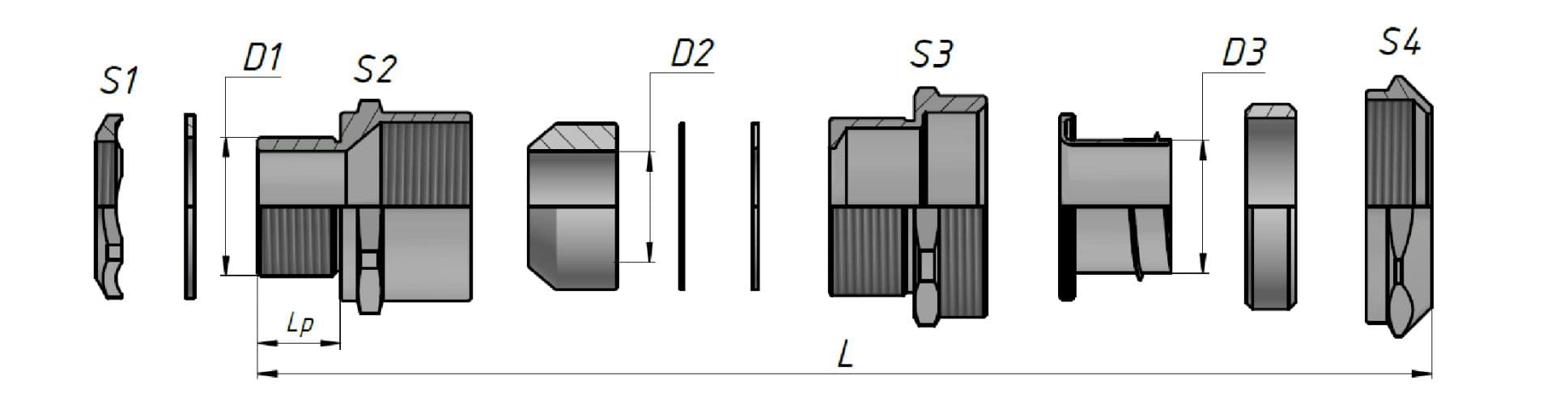 Ввод кабельный Ех ВКВМР-ЛС-М40-32-МР38 1Ex db e II Gb X ГОФРОМАТИК