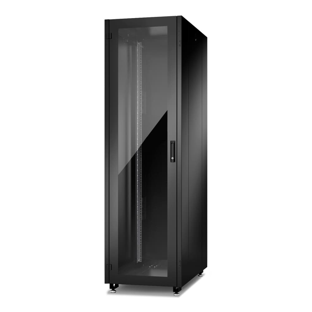 Шкаф Racknet N2000 24U 600 x 600, передняя дверь стеклянная одностворчатая, задняя дверь металлическая двустворчатая, черный