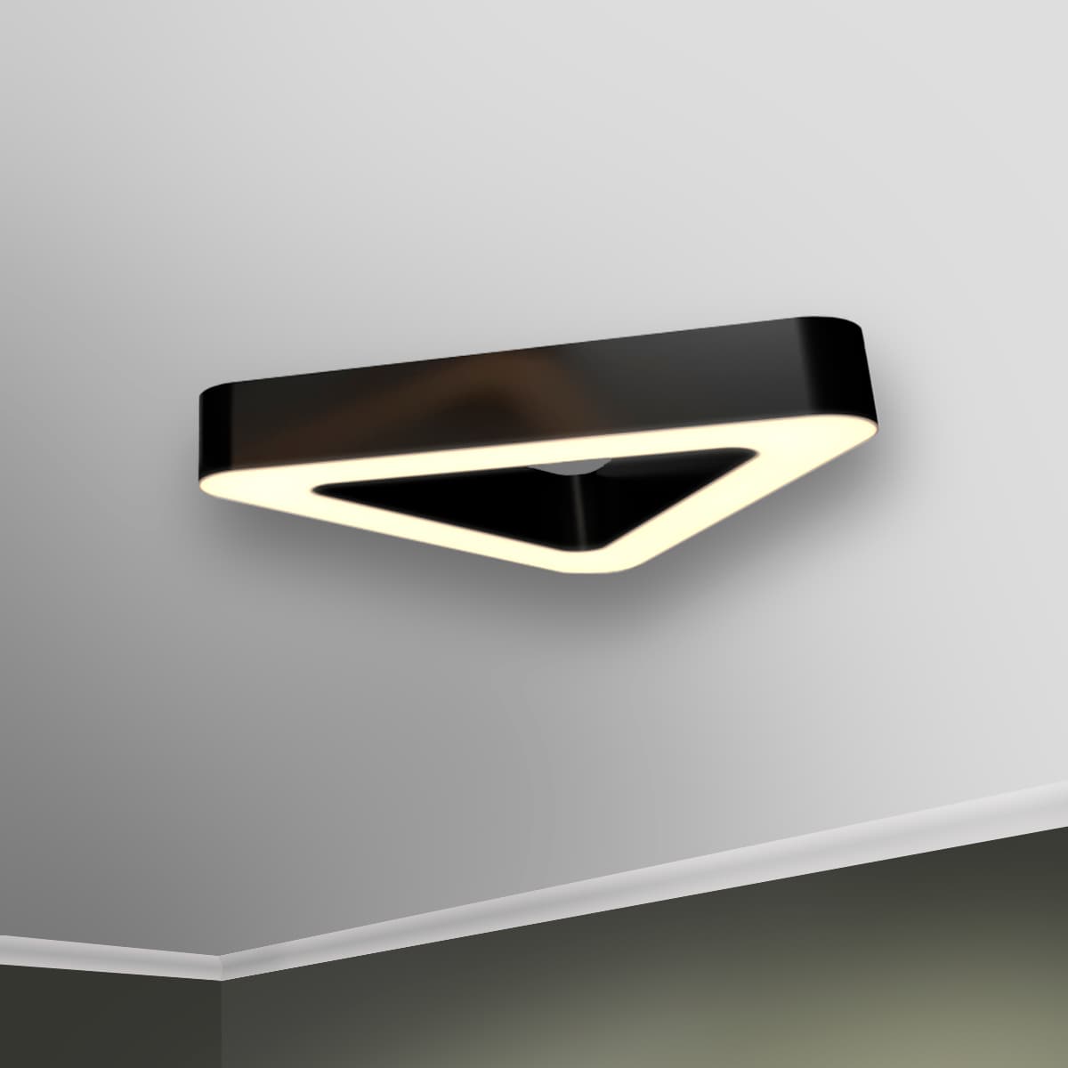 Светильник светодиодный RVE-LBX-HOLE-TRIO-SOFT-1000-N (Треугольник закругленный с отверстием 1000х890х100мм S80мм 71Вт Накладной 4000К Белый)