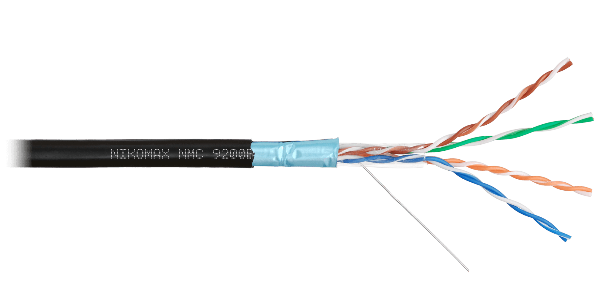 Витая пара F/UTP 4 пары Кат 5e solid BC AWG24 (0.52мм) OUT PE черный 305м