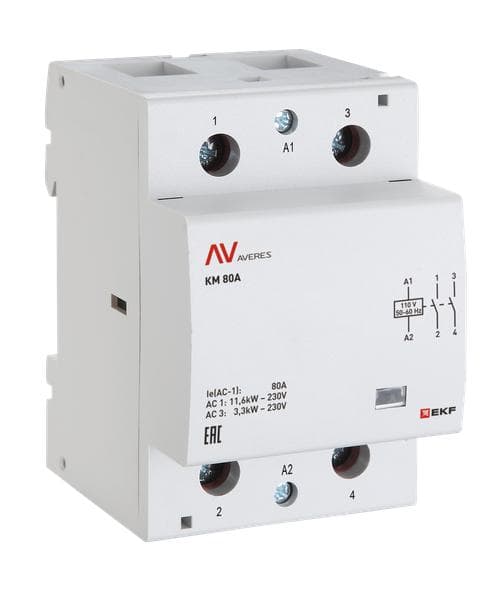 Контактор модульный КМ 80А 2NC 230VAC (3 мод.) AVERES