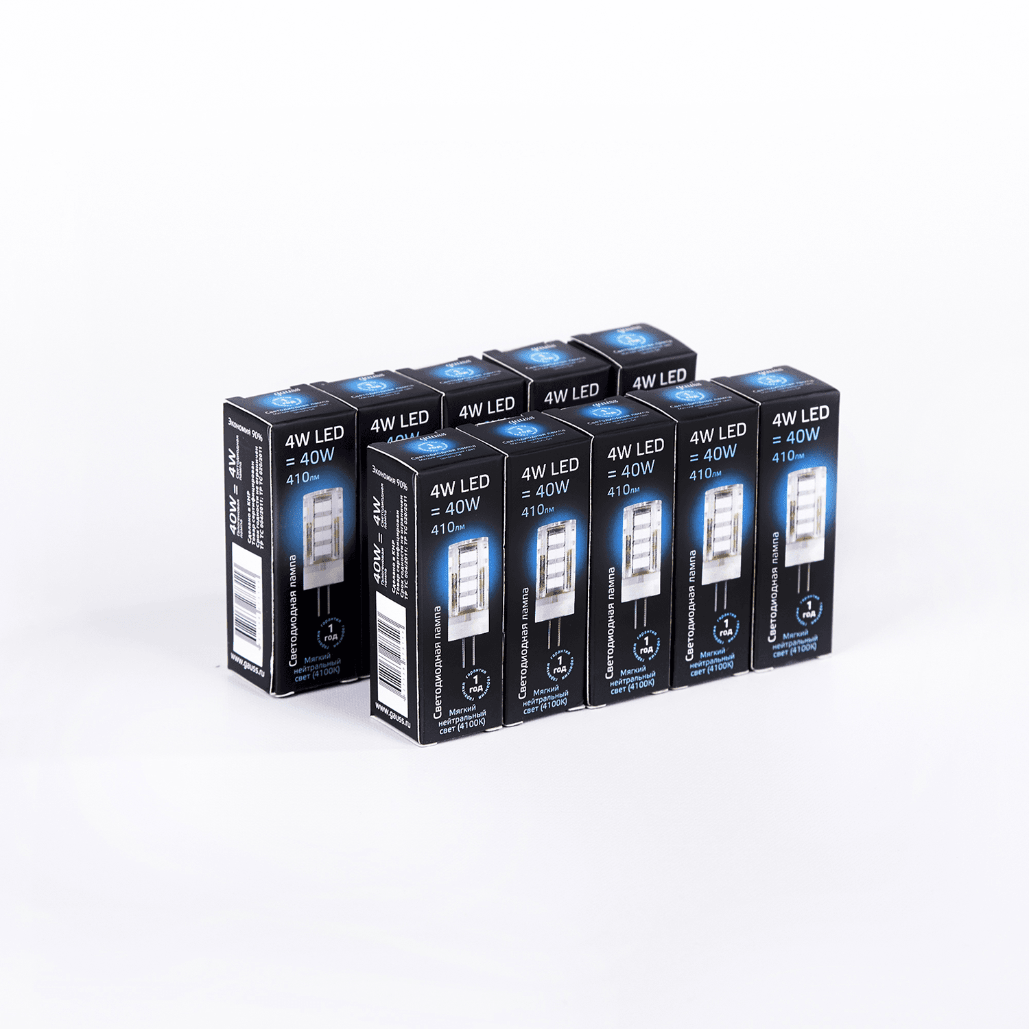 Лампа светодиодная LED 4 Вт 410 Лм 4100К белая G4 капсула 220 В керамика Black