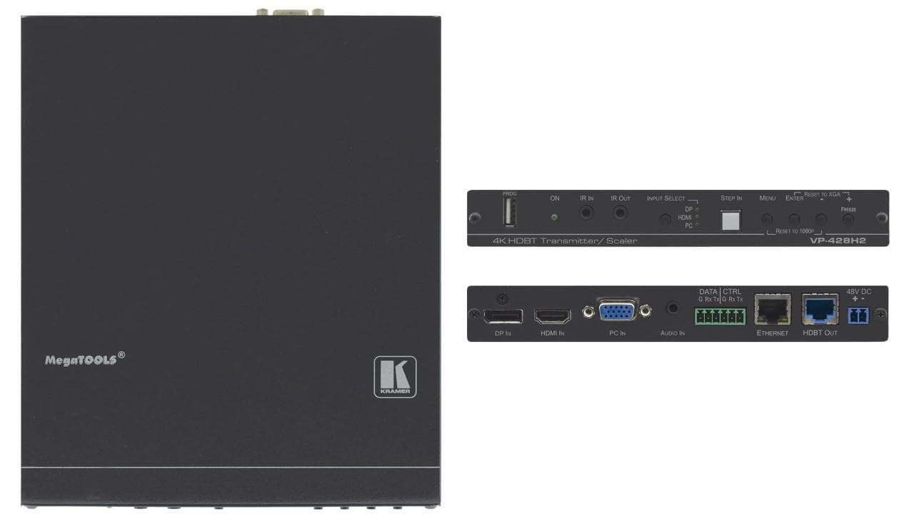 Масштабатор HDMI, DP и VGA в HDBaseT, передатчик RS-232, ИК и Ethernet, поддержка 4К60 4:4:4, PoE, Step-In