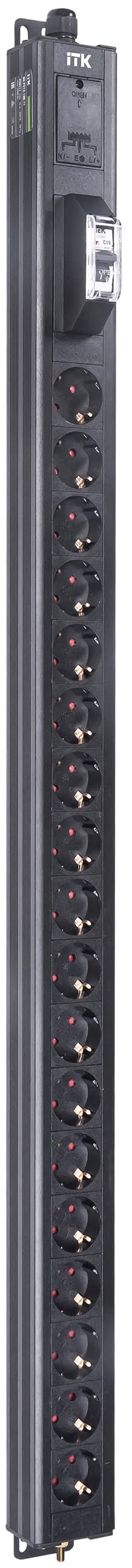 Блок распределения питания ITK BASE PDU PV0111 24U 1ф 16А 18SCHUKO 2.6м SCHUKO