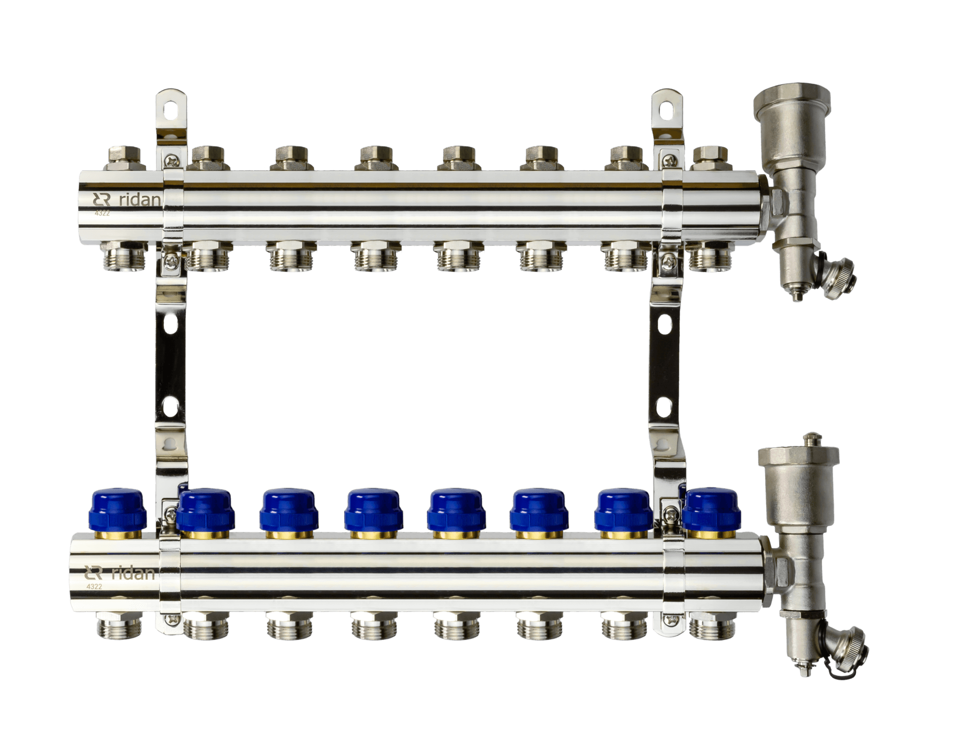 Коллекторная группа FHF-8R set 8 контуров 1'x3/4' c воздухоотводчиками и кронштейнами