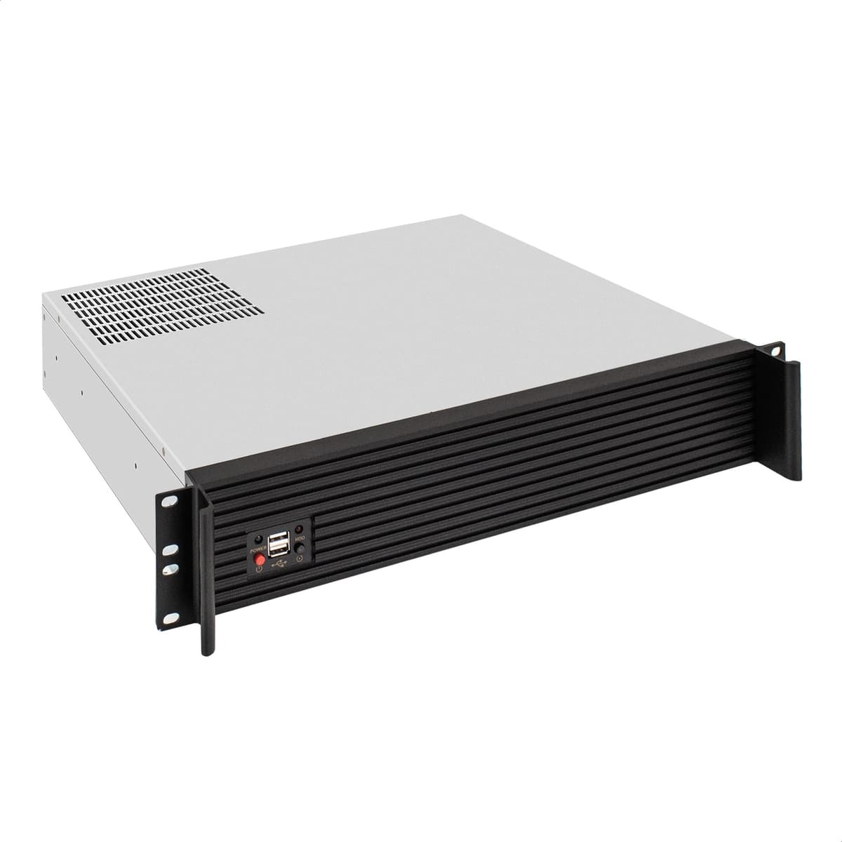 Серверный корпус 2U, 19'' стоечный, глубина 400 мм, без БП, 2xUSB, передняя панель из алюминия