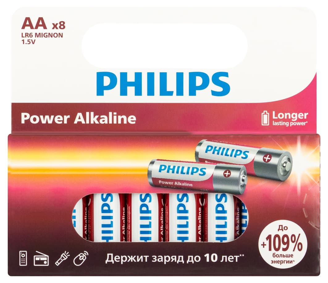 Элемент питания алкалиновый LR6P8W/51 АА 1,5v 8 шт. LR6-8BL Power