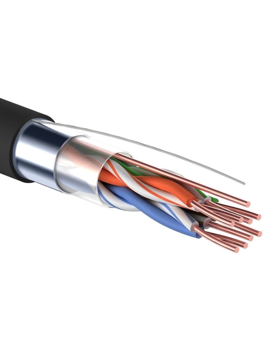 Витая пара F/UTP 4PR 24AWG CCA CAT5e PE OUT черный 305 м