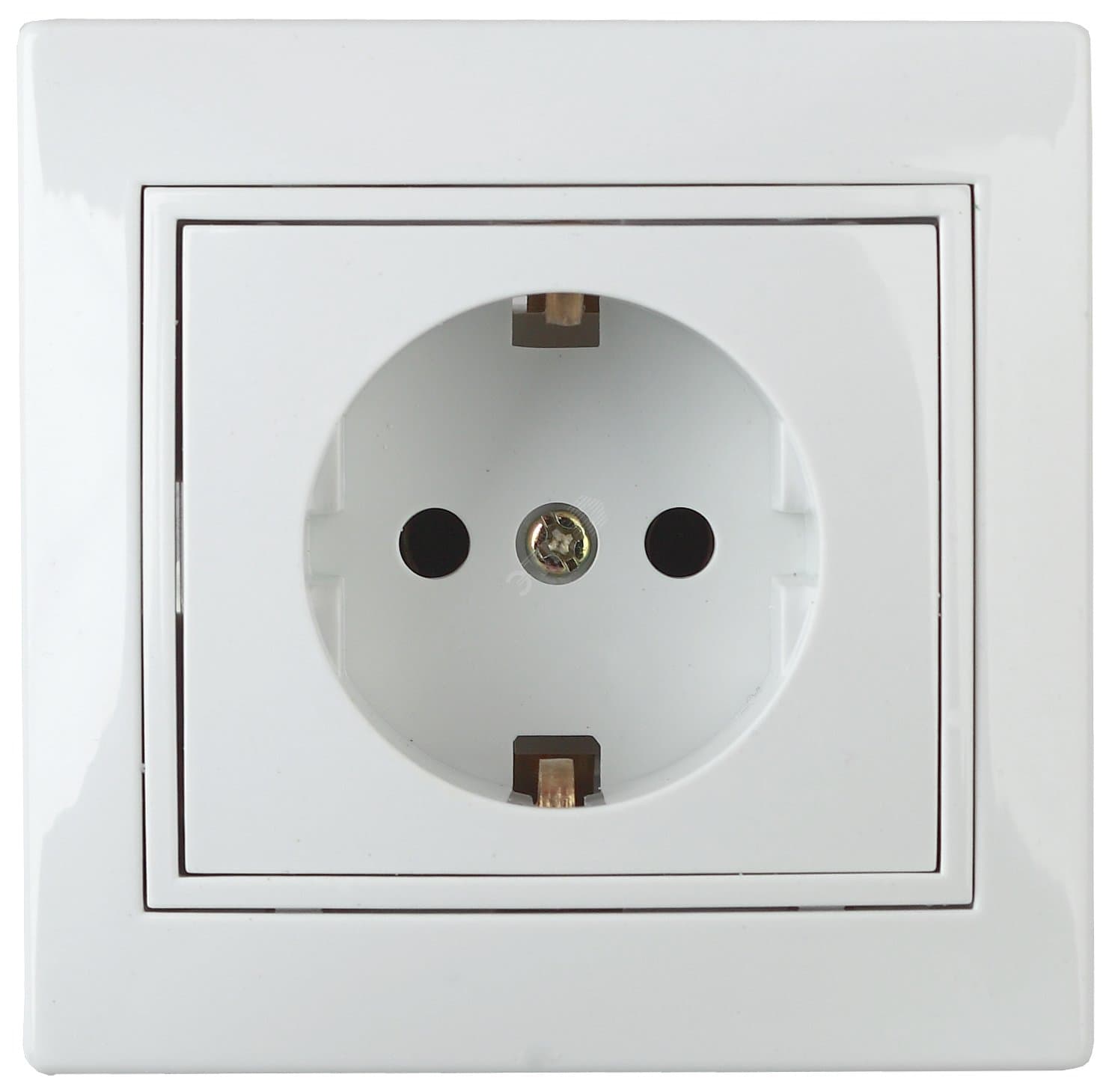 Розетка 2P+E Schuko со шторками, 16А-250В, СУ, Al+Cu, Plano, белый, 1А-206-01