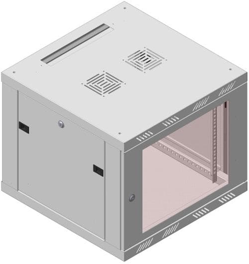 Шкаф телекоммуникационный настенный 9U, стеклянная дверь, (500х600х450 мм), цвет серый