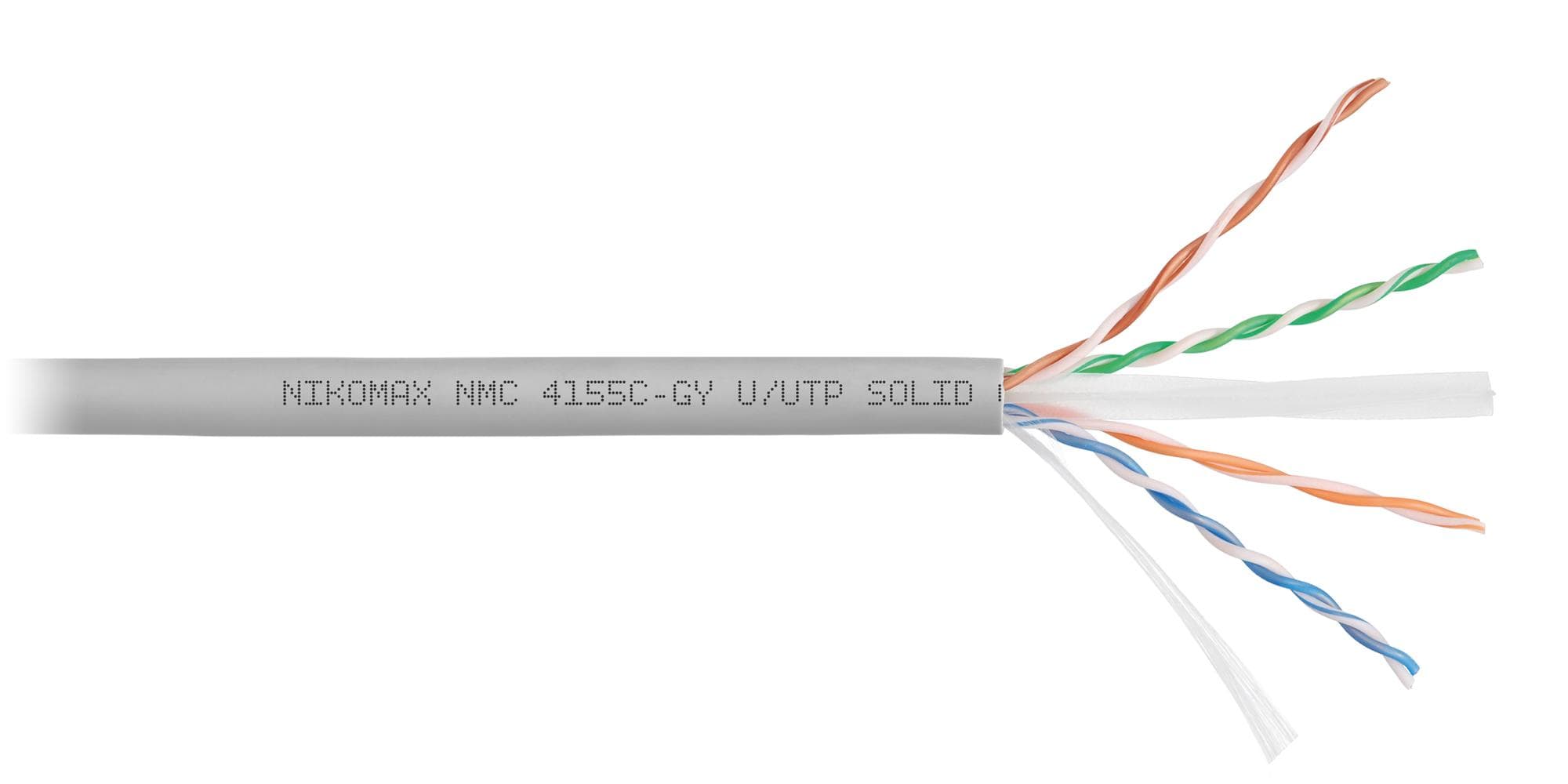 Витая пара U/UTP 4 пары Кат 6a solid BC AWG23 (0.57мм) IN LSZH нг(А)-HF серый 500м