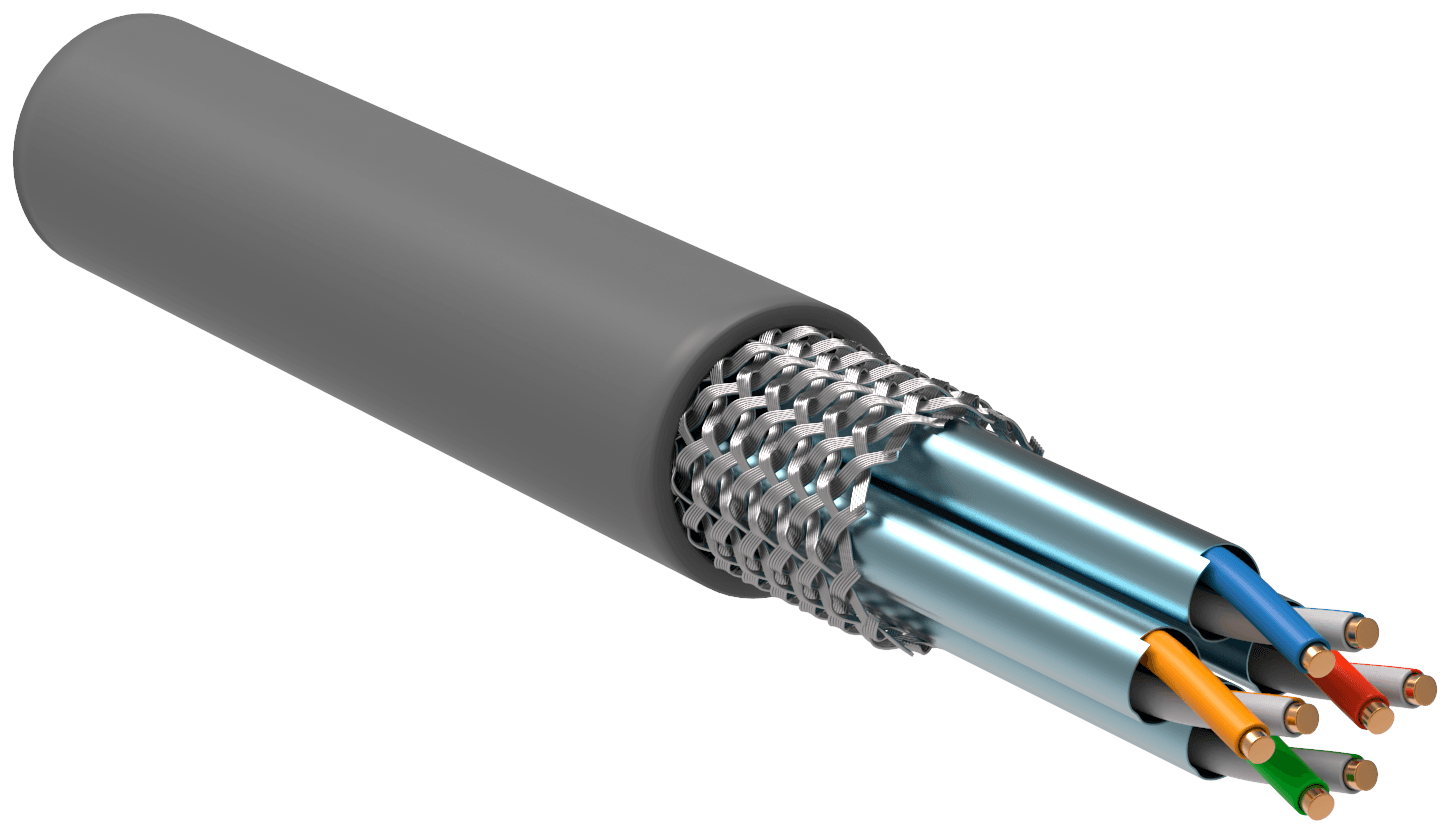 Витая пара S/FTP кат 6A 4x2х23AWG solid LSZH      нг(А)-HF 305м серый