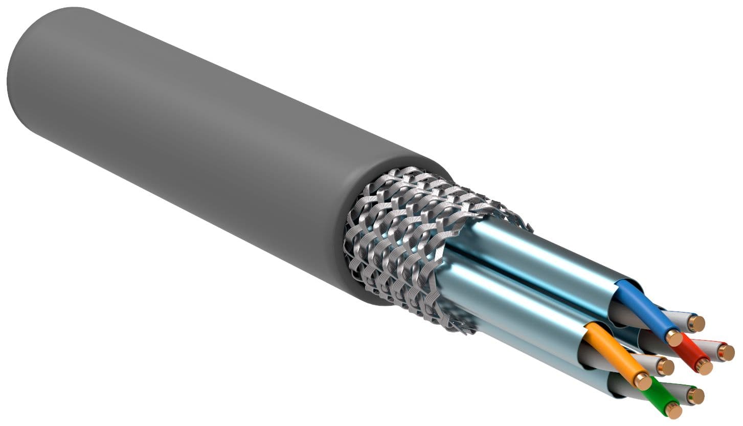 Витая пара S/FTP кат.6A 4х2х23AWG solid LSZH нг(А)-HF серый (305м)