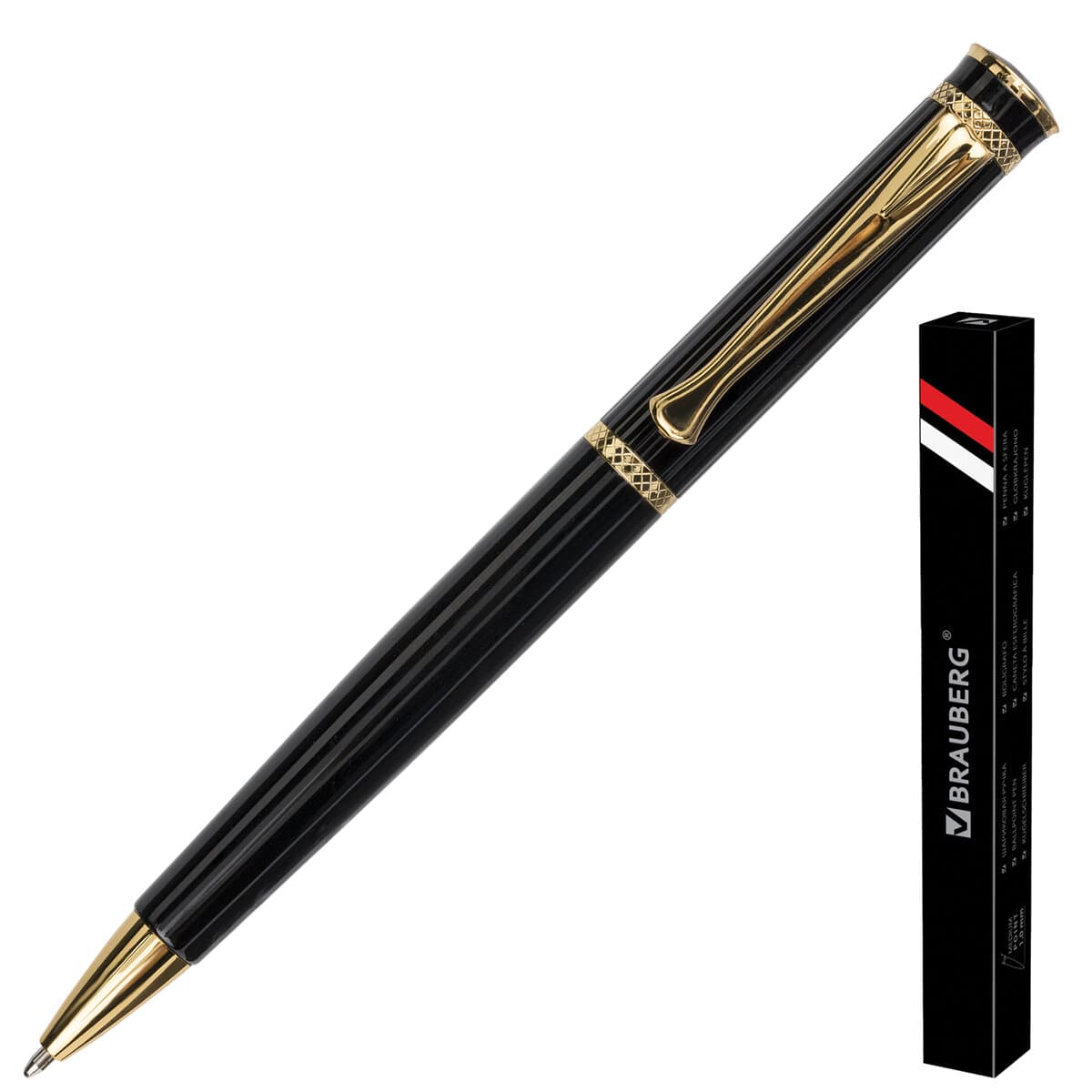 Ручка подарочная шариковая BRAUBERG Perfect Black, корп.черный, узел 1мм,линия 0,7мм,синяя,141416