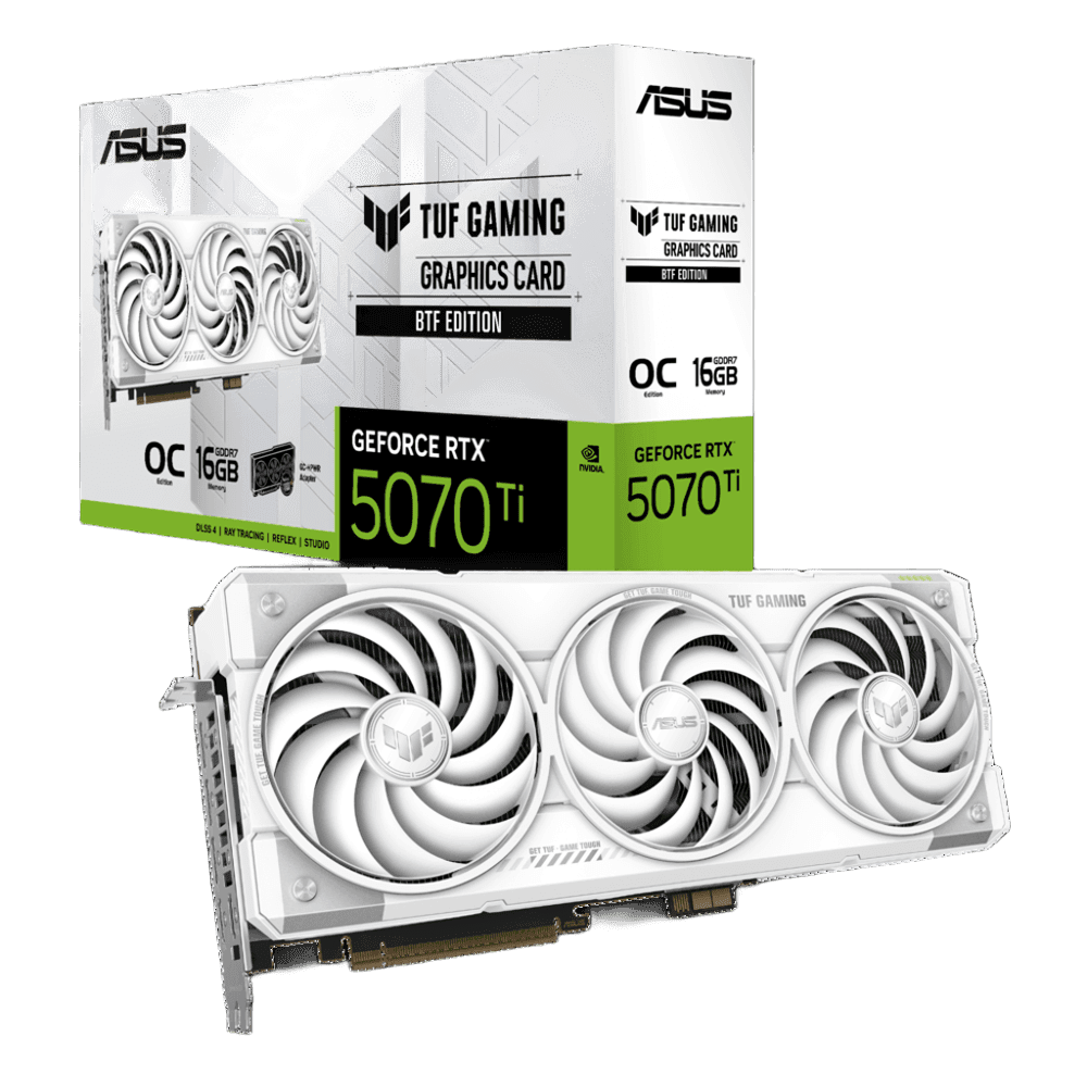 Видеокарта RTX 5070 TI TUF BTF WHITE, NVIDIA GeForce RTX 5070 Ti, 16 ГБ, GDDR7, PCI-Express 5.0