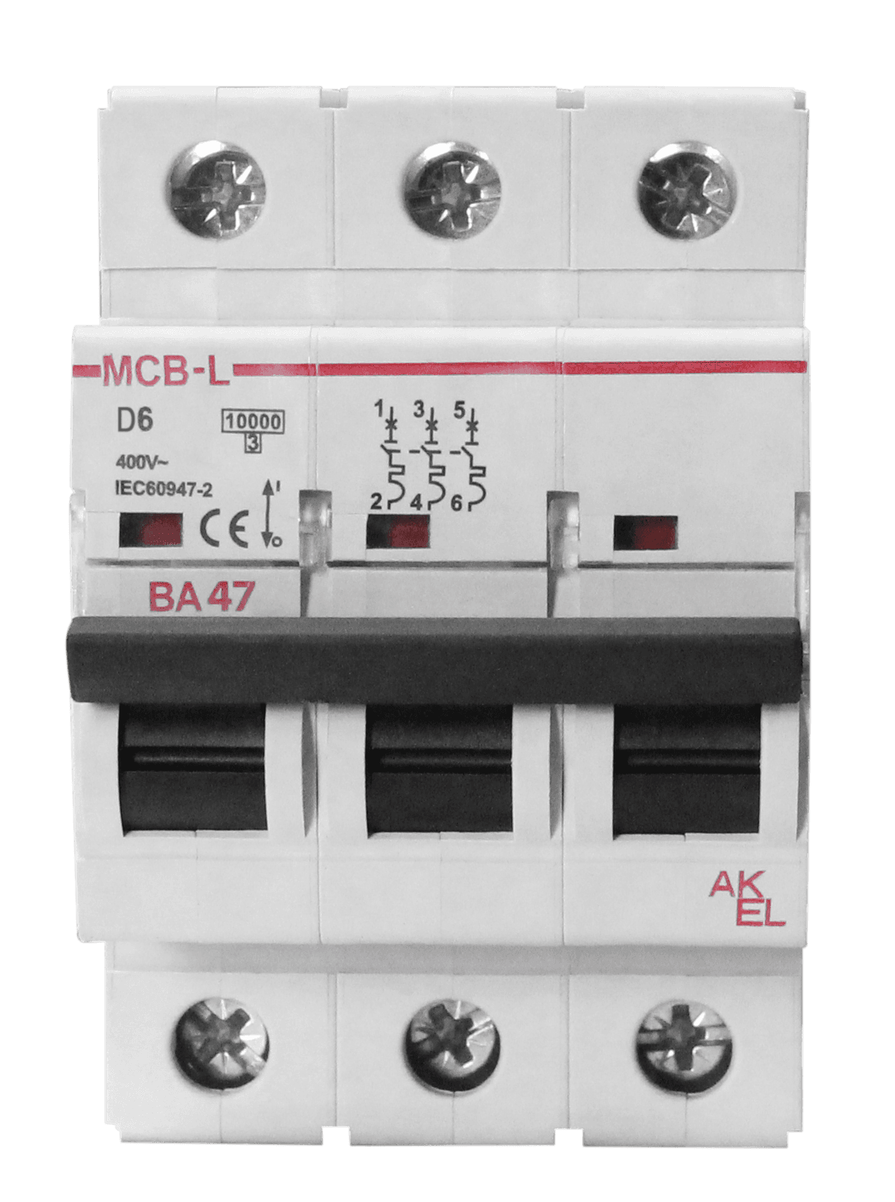 Выключатель автоматический ВА47-MCB-L-3P-D10-AC 3P/10A/D/10кА/230VAC/10кА/400VAC