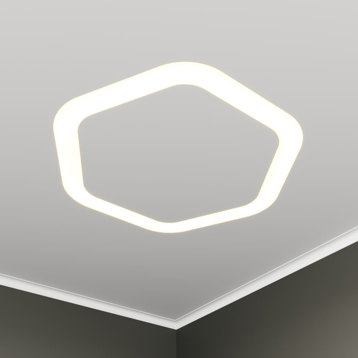 Светильник светодиодный RVE-LBX-HOLE-HEXA-SOFT-1630-V (Шестиугольник закругленный с отверстием 1630х1501х100мм S80мм 117Вт встраиваемый 4000K Белый)