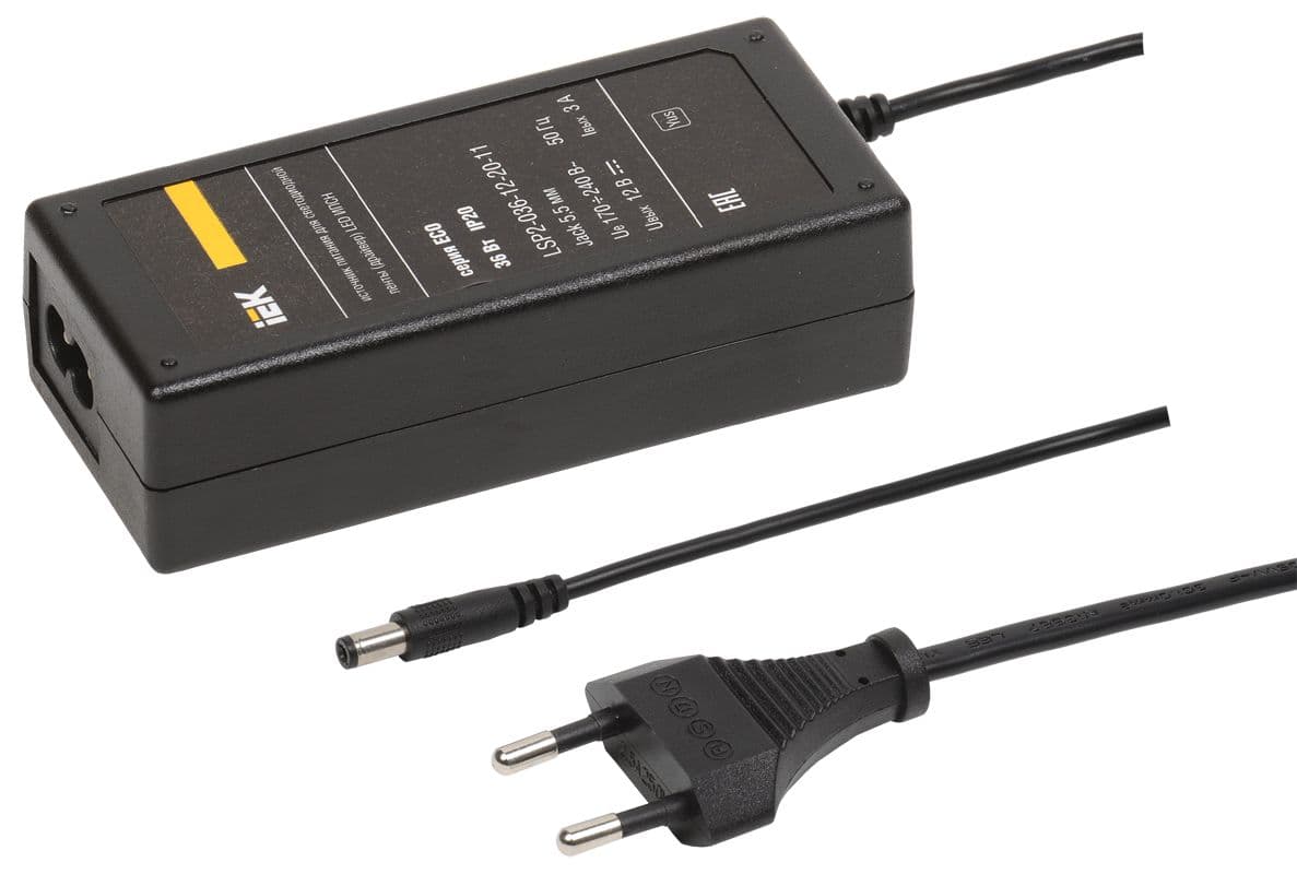 Драйвер LED ИПСН-ECO 36Вт 12В сетевая вилка-блок-Jack5,5 IP20