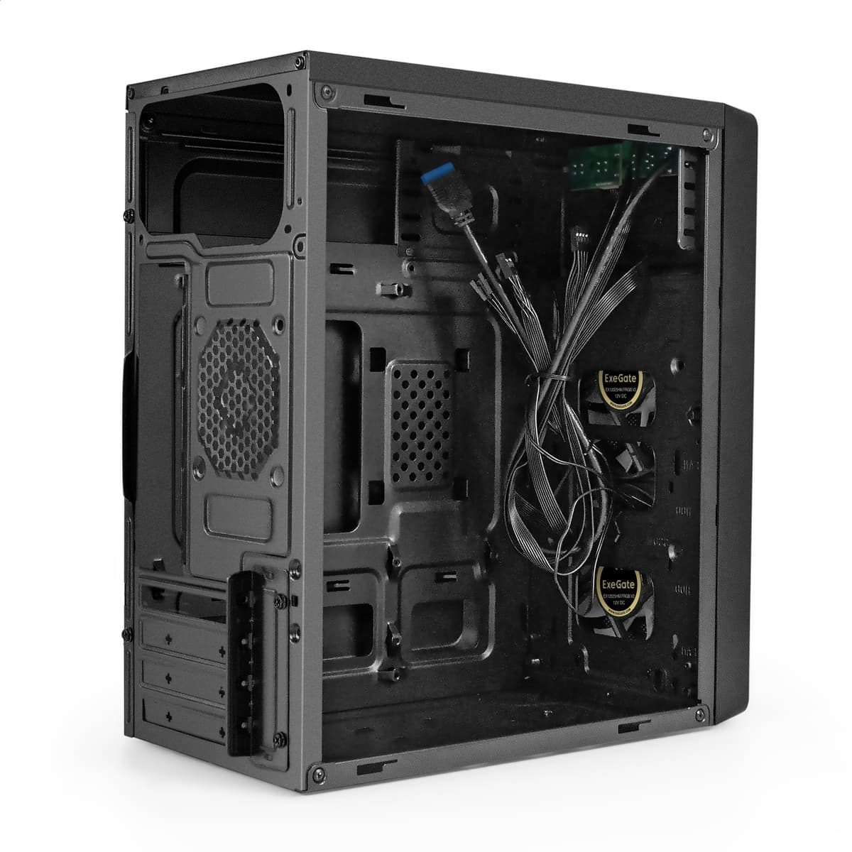 Корпус для ПК, Minitower, mATX, без БП, 2xUSB + 1xUSB 3.0, HD Audio, чёрный, 2 RGB-вентилятора 12 см