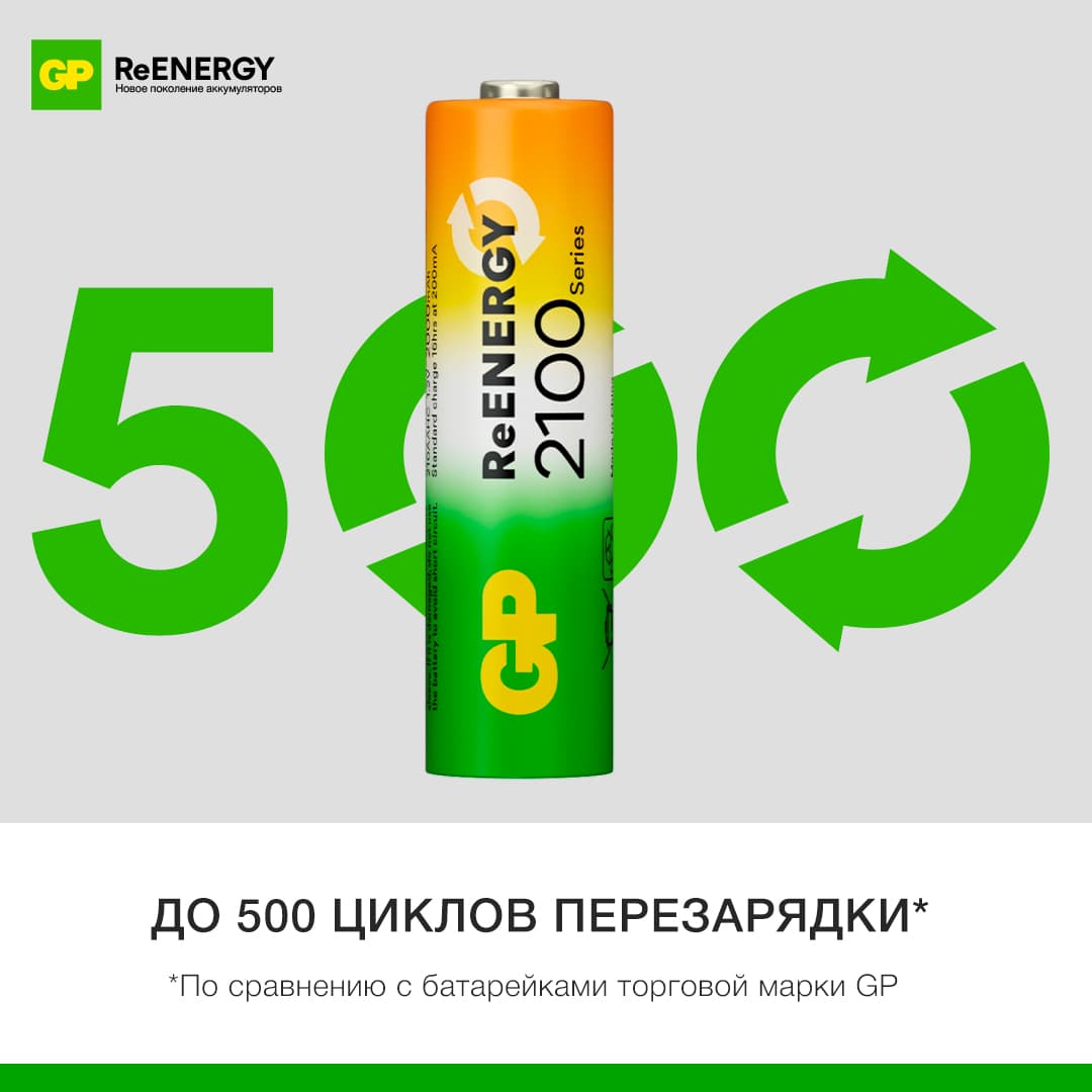 Аккумуляторы перезаряжаемые GP ReEnergy 210AAHC АА+75AAAHC AAA, емкости 2000 и 750 мАч - 8 шт. в промо-упаковке 4+4