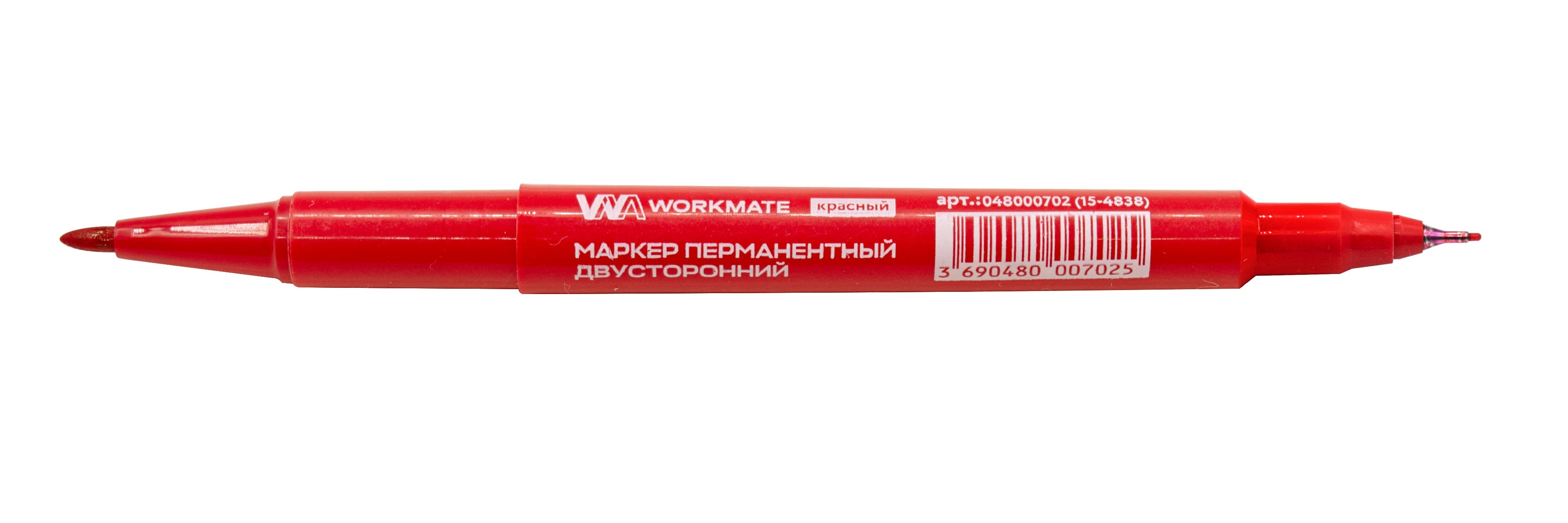 Маркер перманентный, двусторонний, цвет красный, ширина линии 0,5-1мм