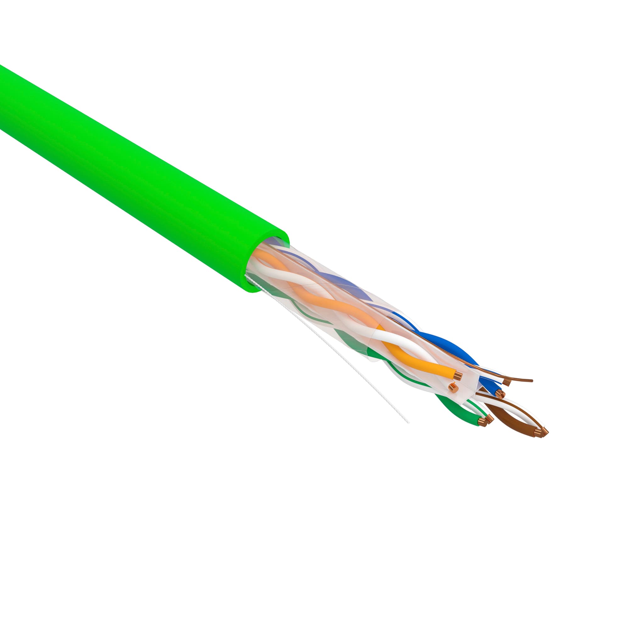 Витая пара U/UTP CAT6 23AWG нг(А)-HFLTx, 4х2х0,575мм, IN, зеленый, 305 м