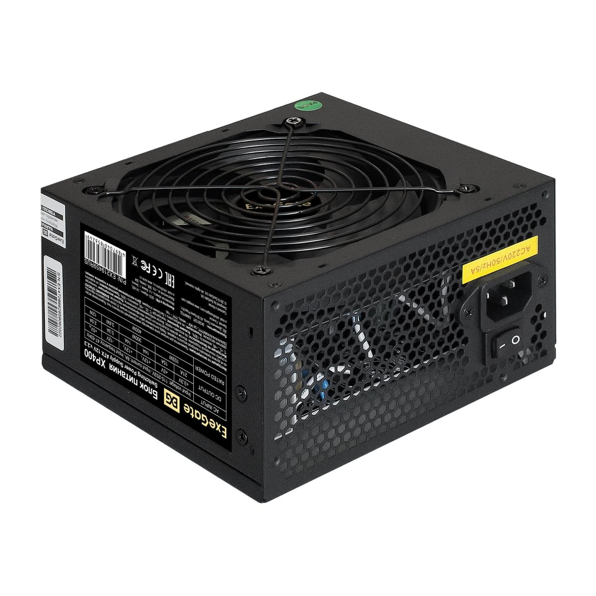 Блок питания 400W, ATX, fan 12 см, 24pin, 4pin, 3xSATA, 2xIDE, черный