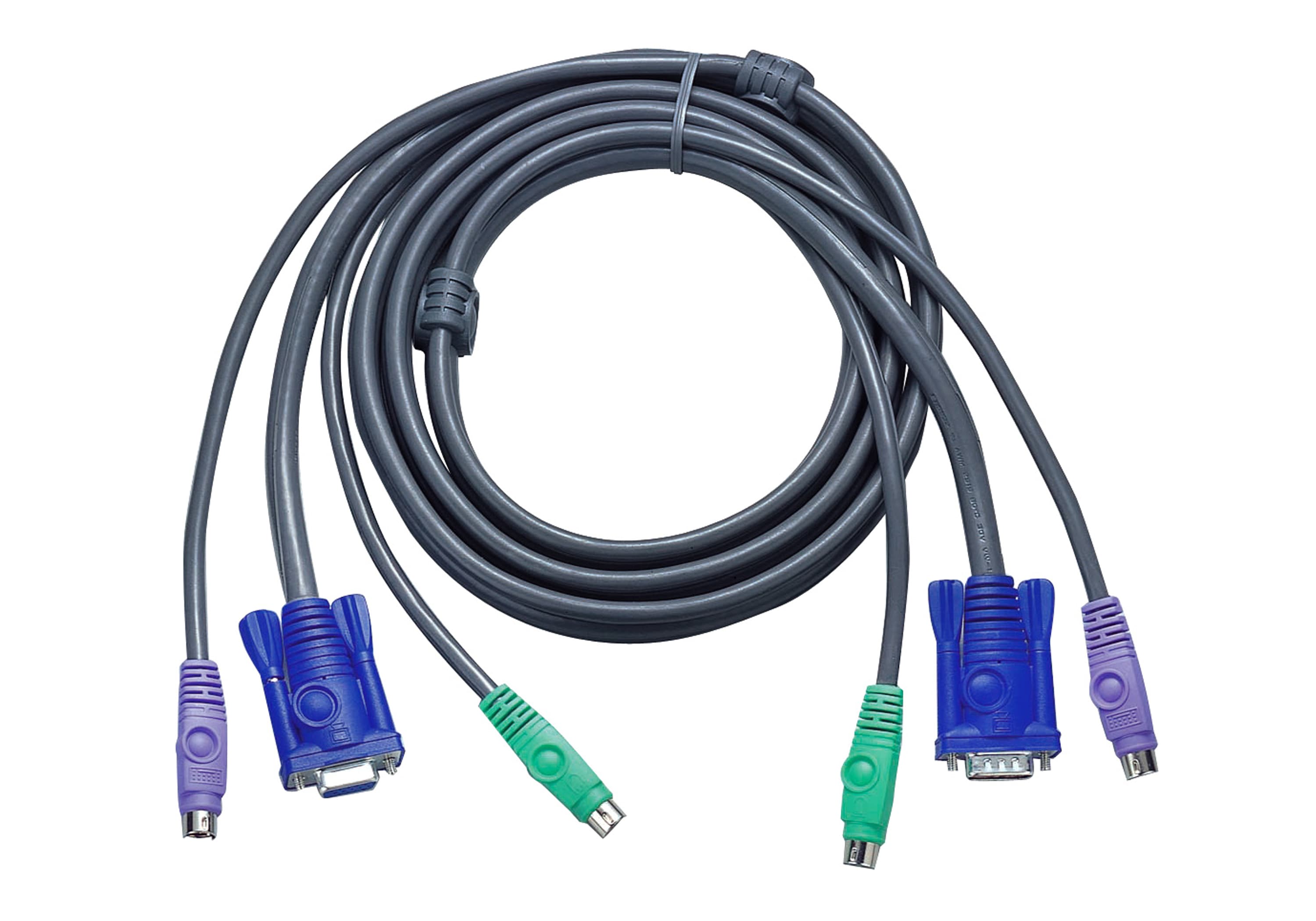 Кабель KVM тонкий с интерфейсами PS/2, VGA, 1.2м.