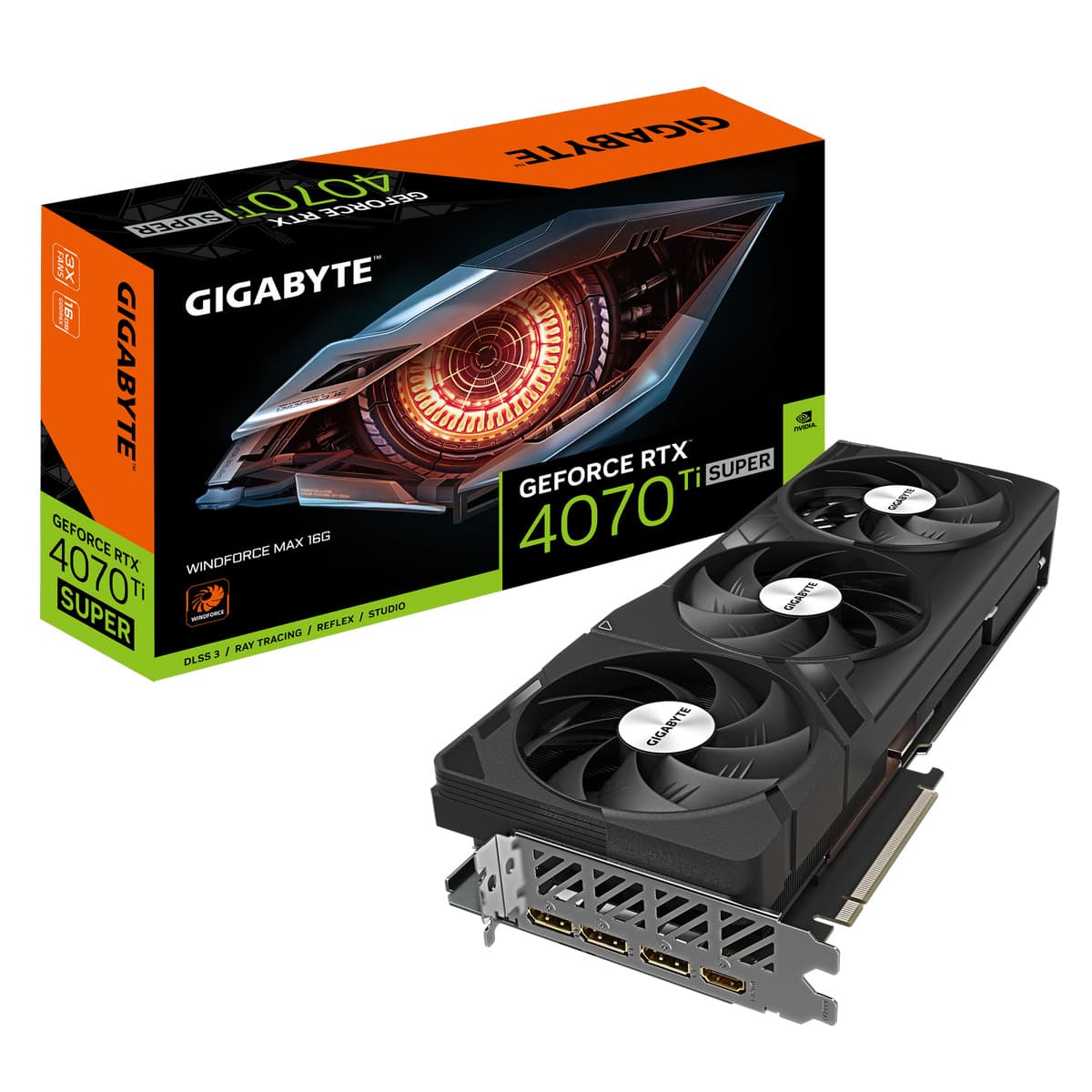 Видеокарта RTX4070Ti SUPER WINDFORCE MAX 16ГБ, NVIDIA GeForce RTX4070Ti SUPER, GDDR6X, PCI-Express 4