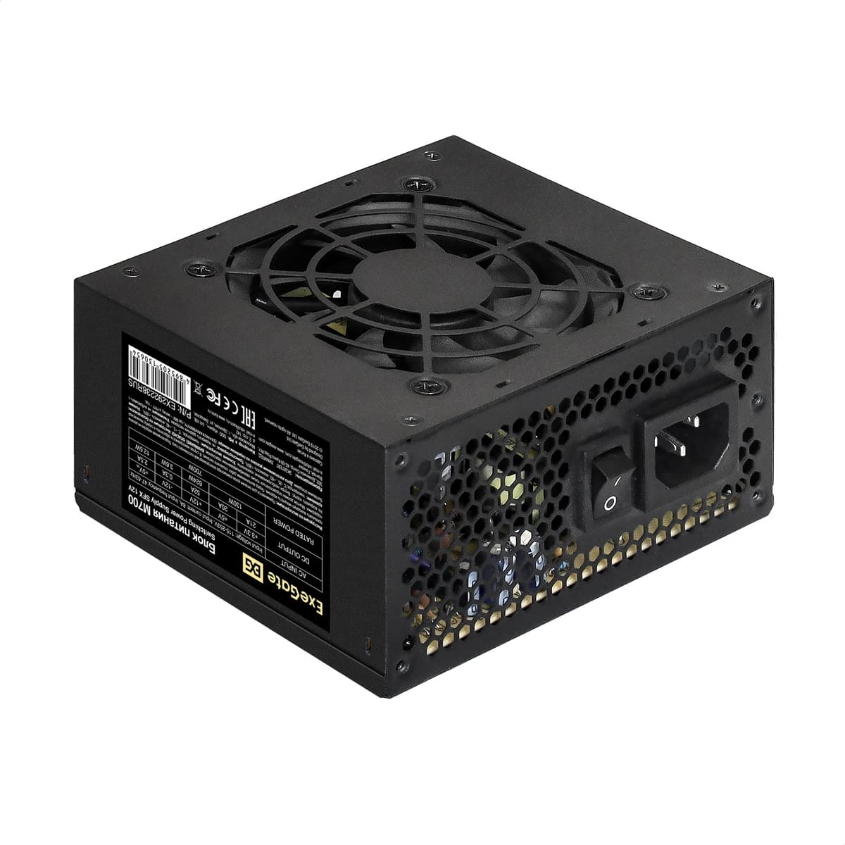 Блок питания 700W, SFX, APFC, 80 PLUS Silver, fan 8 см, 24pin, (4+4)pin, 2xPCI-E, 3xSATA, 2xIDE