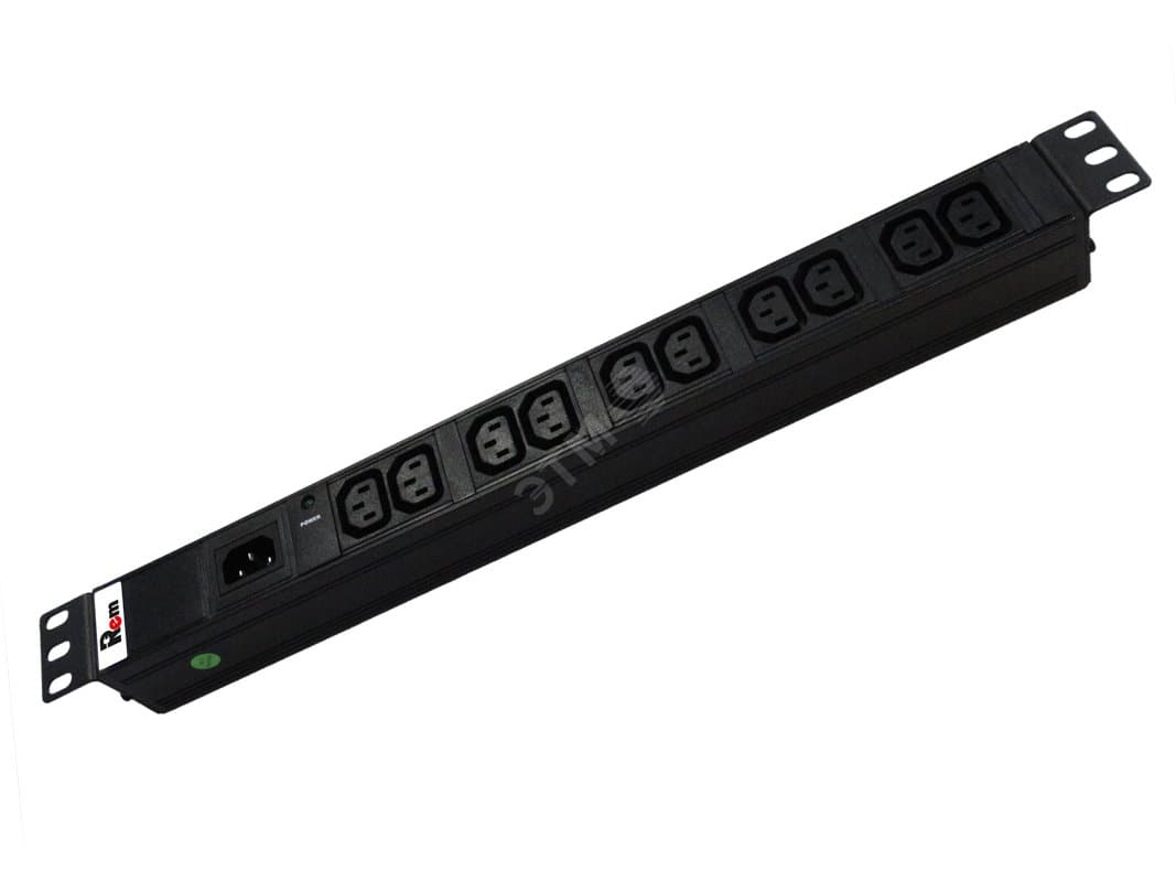 Блок розеток Rem-10 без шнура с индикатором 10 IEC 60320 C13 вход IEC 60320 C14 10A 19'