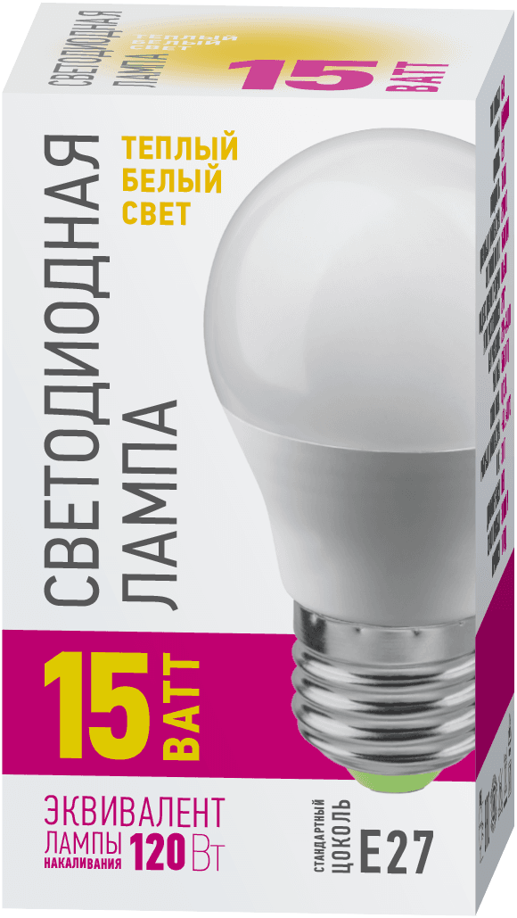 Лампа светодиодная 15 Вт OLL-G45-15-230-2.7K-E27-PROMO