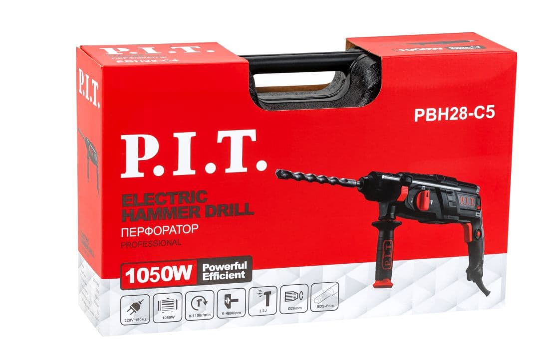 Перфоратор SDS-Plus электрический PBH28-C5 (горизонт, 1050Вт, 3,2Дж, 3реж, ?28мм, 0-1100, кейс)