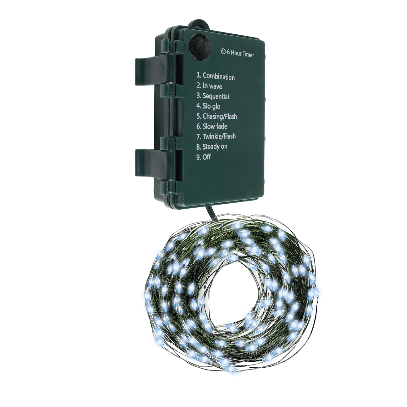 Гирлянда-роса уличная питание от батареек DC-G06-120W 120 белый свет microLED, 12.1 м 8 режимов 3xAA