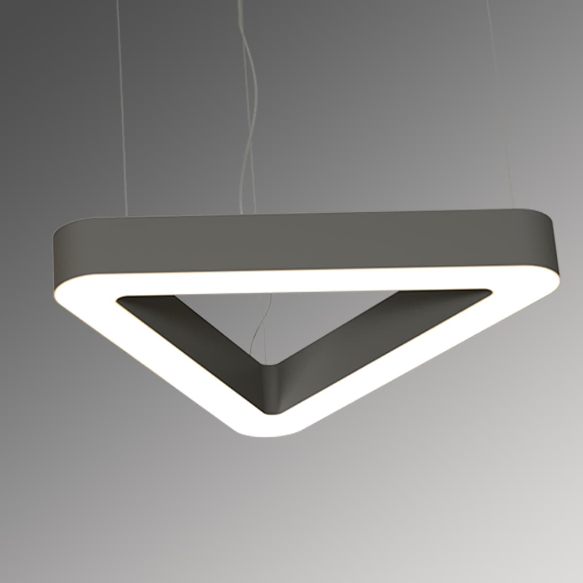 Светильник светодиодный RVE-LBX-HOLE-TRIO-SOFT-1500-P (Треугольник закругленный с отверстием 1500х1335х100мм S80мм 104Вт Подвесной 4000К Белый)