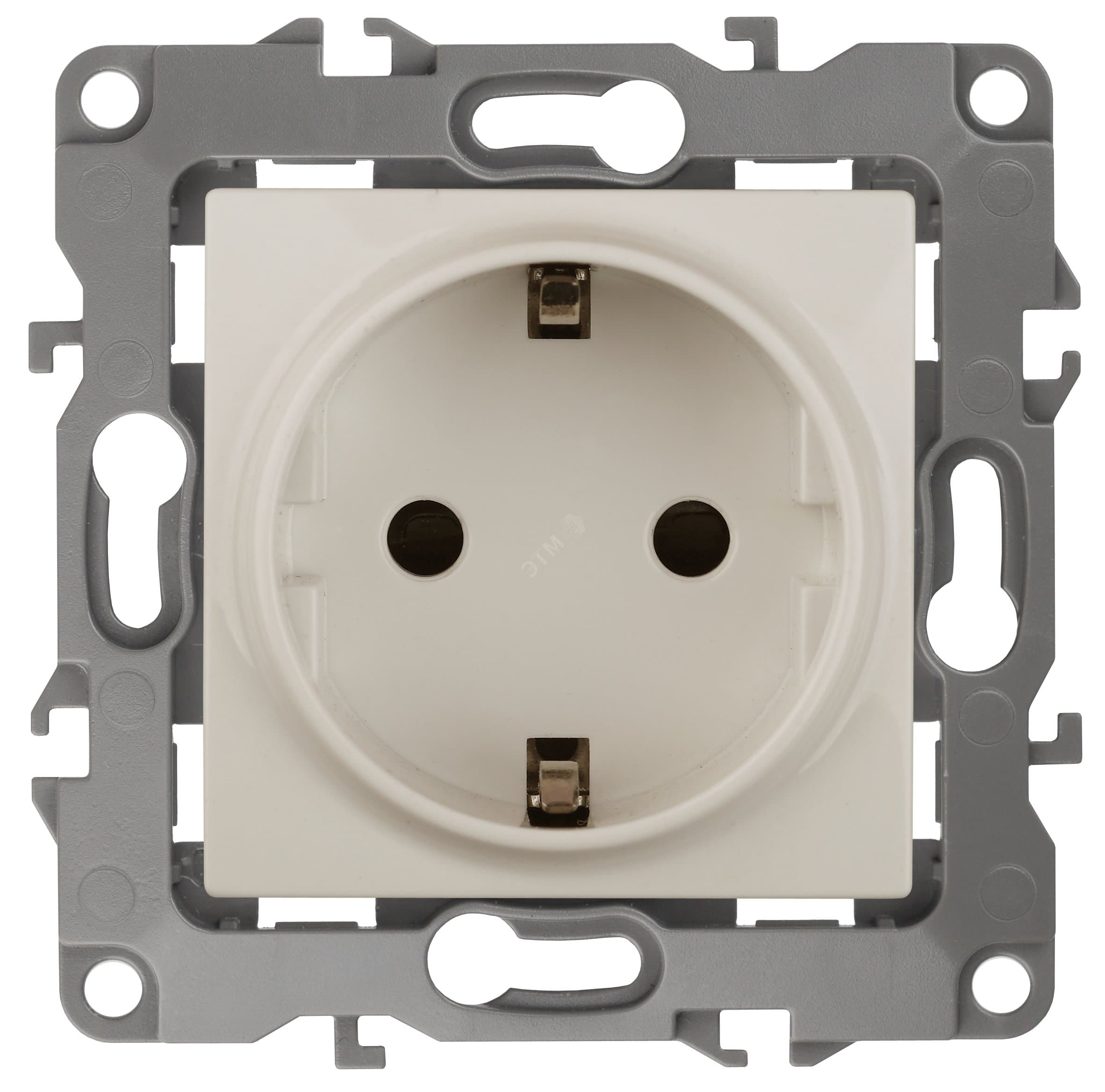 Розетка 2P+E Schuko, 16A-250В, винт, б.л., Эра12, слоновая кость, 12-2011-02