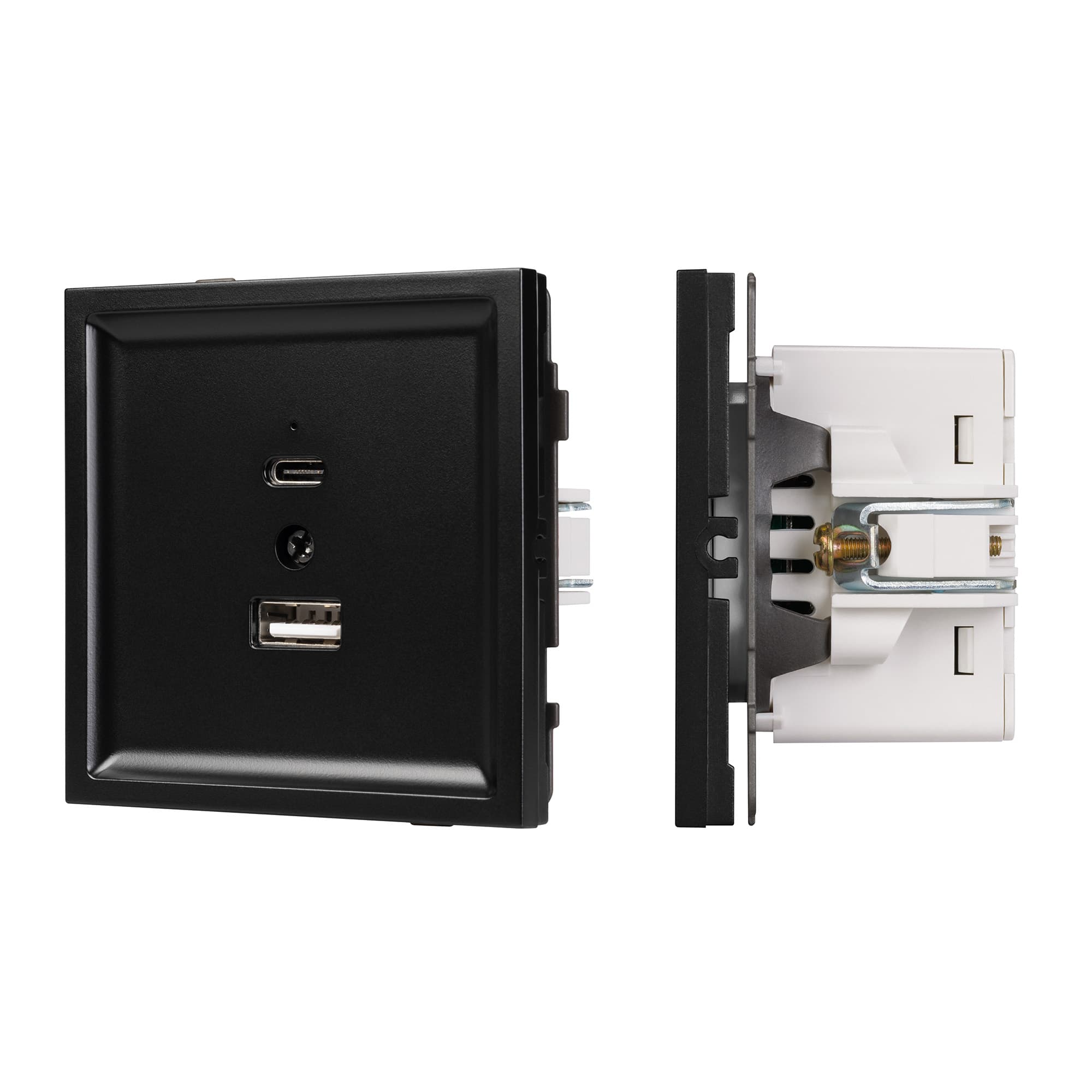 Механизм USB розетки SCT-TENDO-MUAC-PL-BK, 5V, 3A, QC3, Чёрный