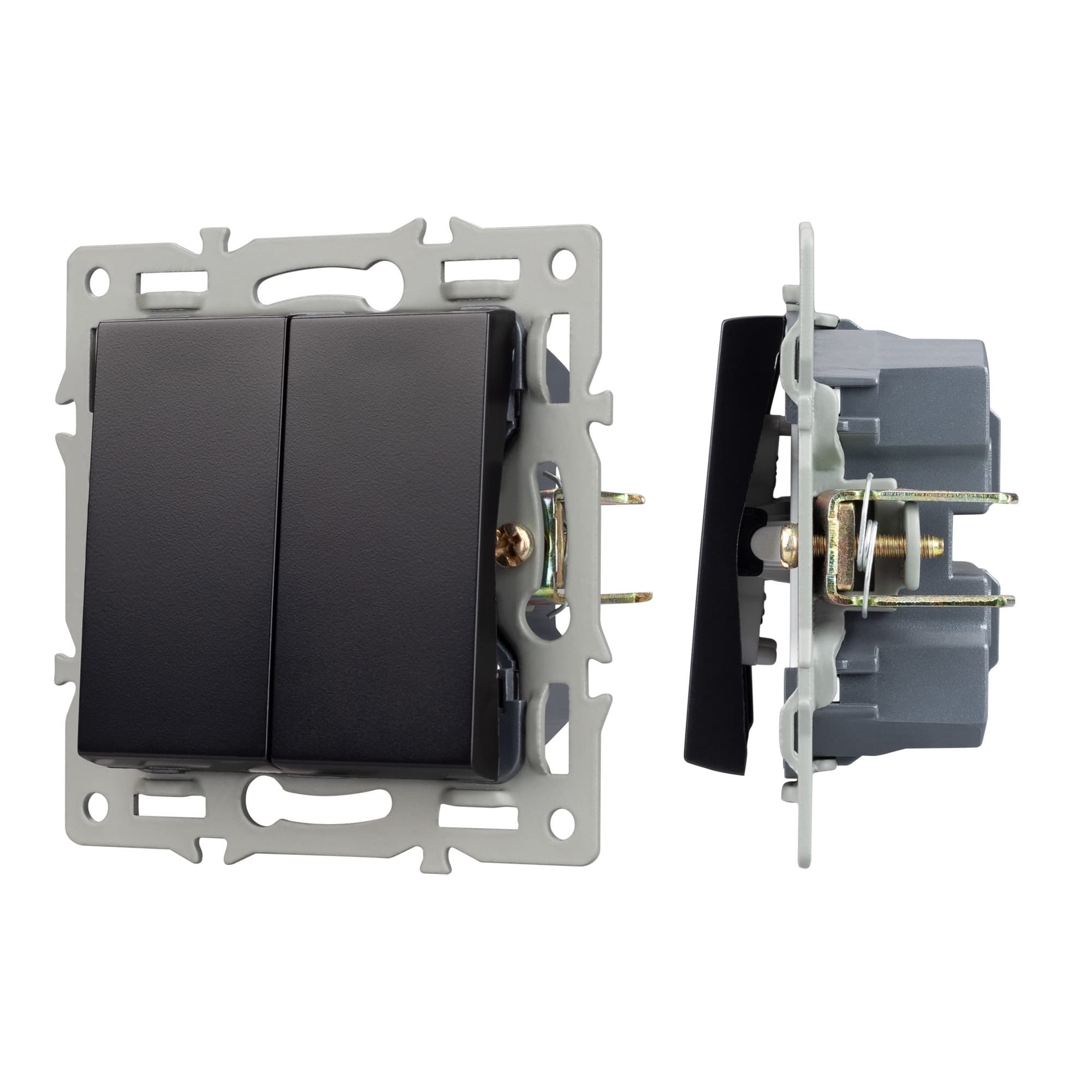 Механизм выключателя двухклавишный проходной SWT-MKP2-PL-BK 250V, 16A