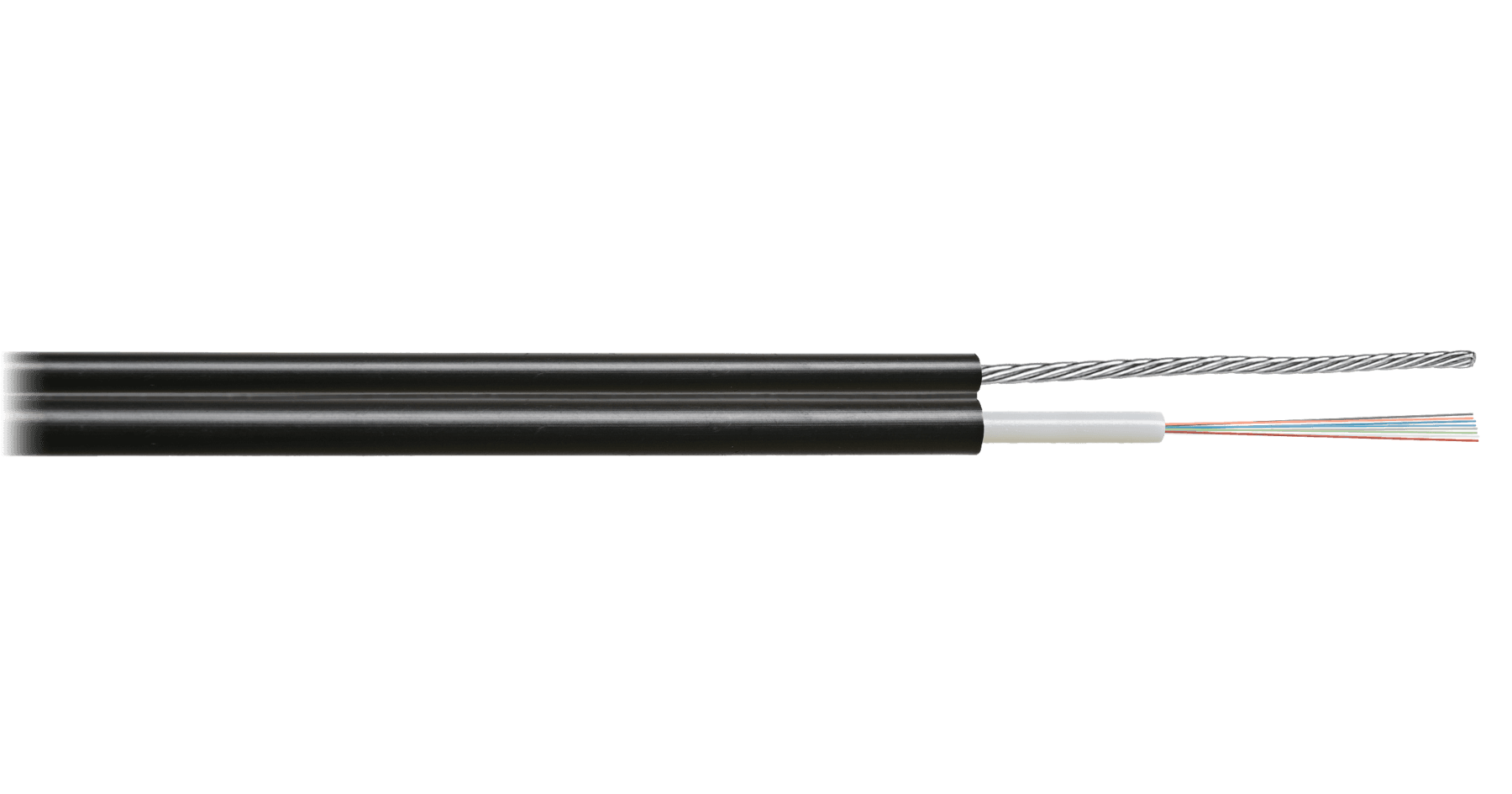 Кабель волоконно-оптический, 16 волокон, SM 9/125 G.657.A1, внешний, со стальным тросом, 4кН, PE, черный