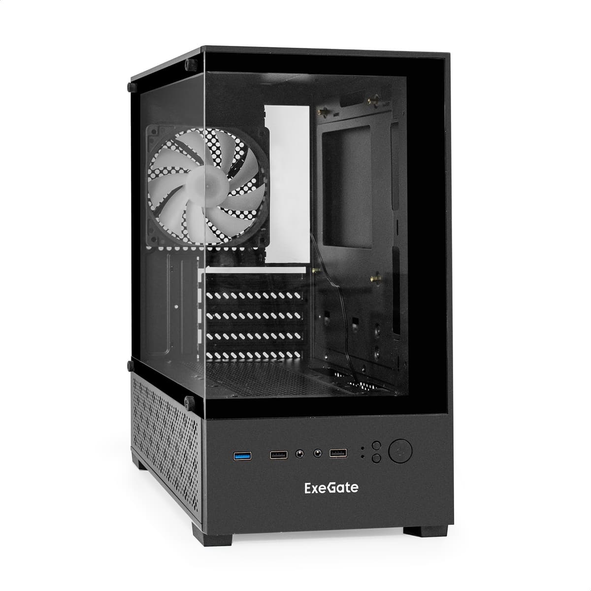 Корпус для ПК, Minitower, mATX, БП 500W, 2xUSB + 1xUSB 3.0, HD Audio, RGB-вентилятор 12 см, стекло