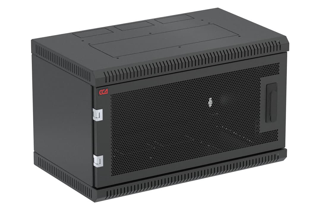 Шкаф телекоммуникационный настенный разборный черный 6U 600x450 ШТ-НСр-6U-600-450-П-Ч дверь перфорированная