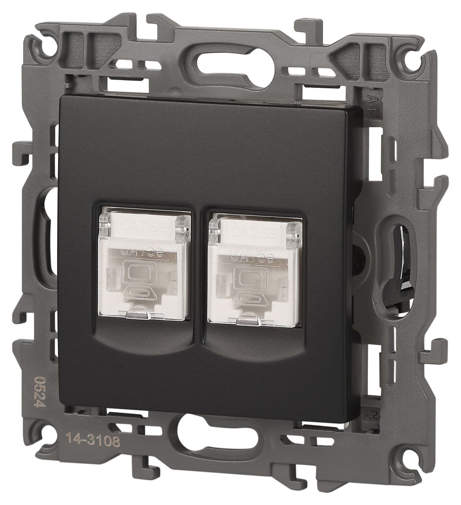 Розетка 2хRJ45, Эра Elegance, антрацит, 14-3108-05