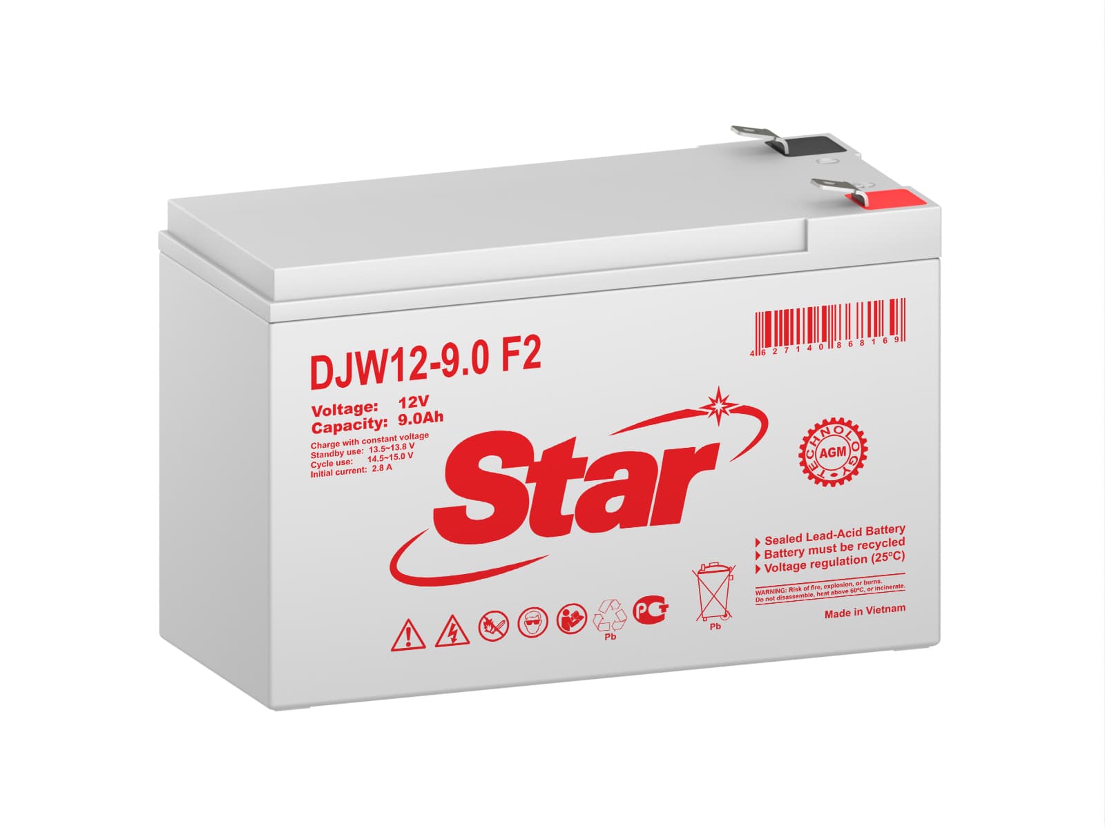 Аккумуляторная батарея DJW 12В 9.0Ач F2 STAR