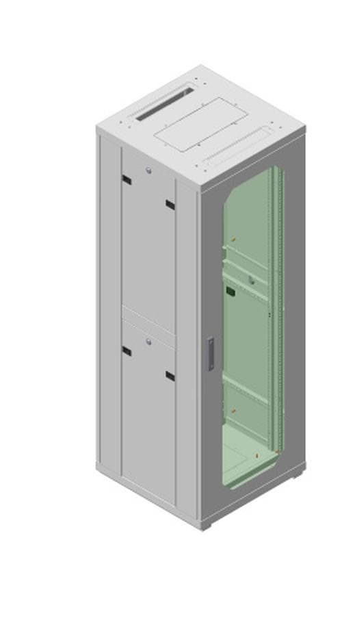 Шкаф телекоммуникационный напольный 47U, (2190х800х800 мм), двери стекло/сталь, с кронштейнами, цвет серый