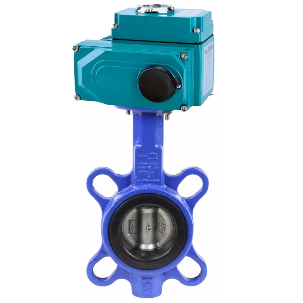 Затвор дисковый поворотный WCB-316-VITON-2W-Fb Ду50 Ру16, корпус углеродистая сталь WCB, диск нержавеющая сталь 316L, уплотнение VITON, с 1/4-оборотным электроприводом QT2-020-220VAC 220В