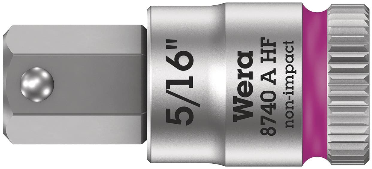 Головка торцевая 8740 A Hex-Plus HF Zyklop со вставкой под внутренний шестигранник DR 1/4 с функцией фиксации крепежа 5/16X28 мм