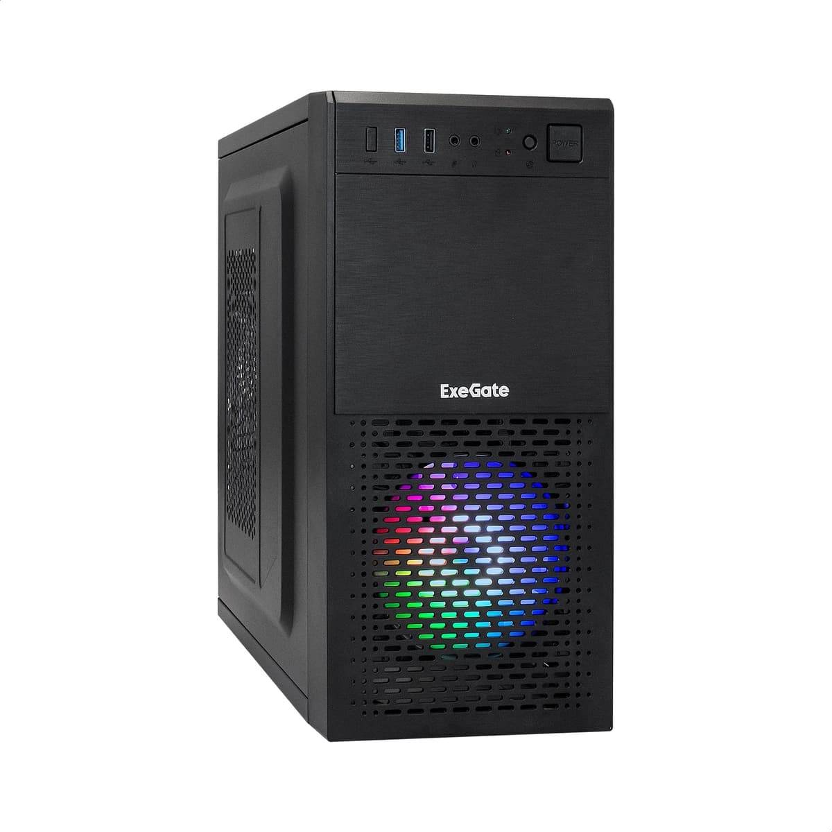 Корпус для ПК, Minitower, mATX, БП 450W, 1xUSB + 1xUSB 3.0, чёрный, RGB-вентилятор 12 см