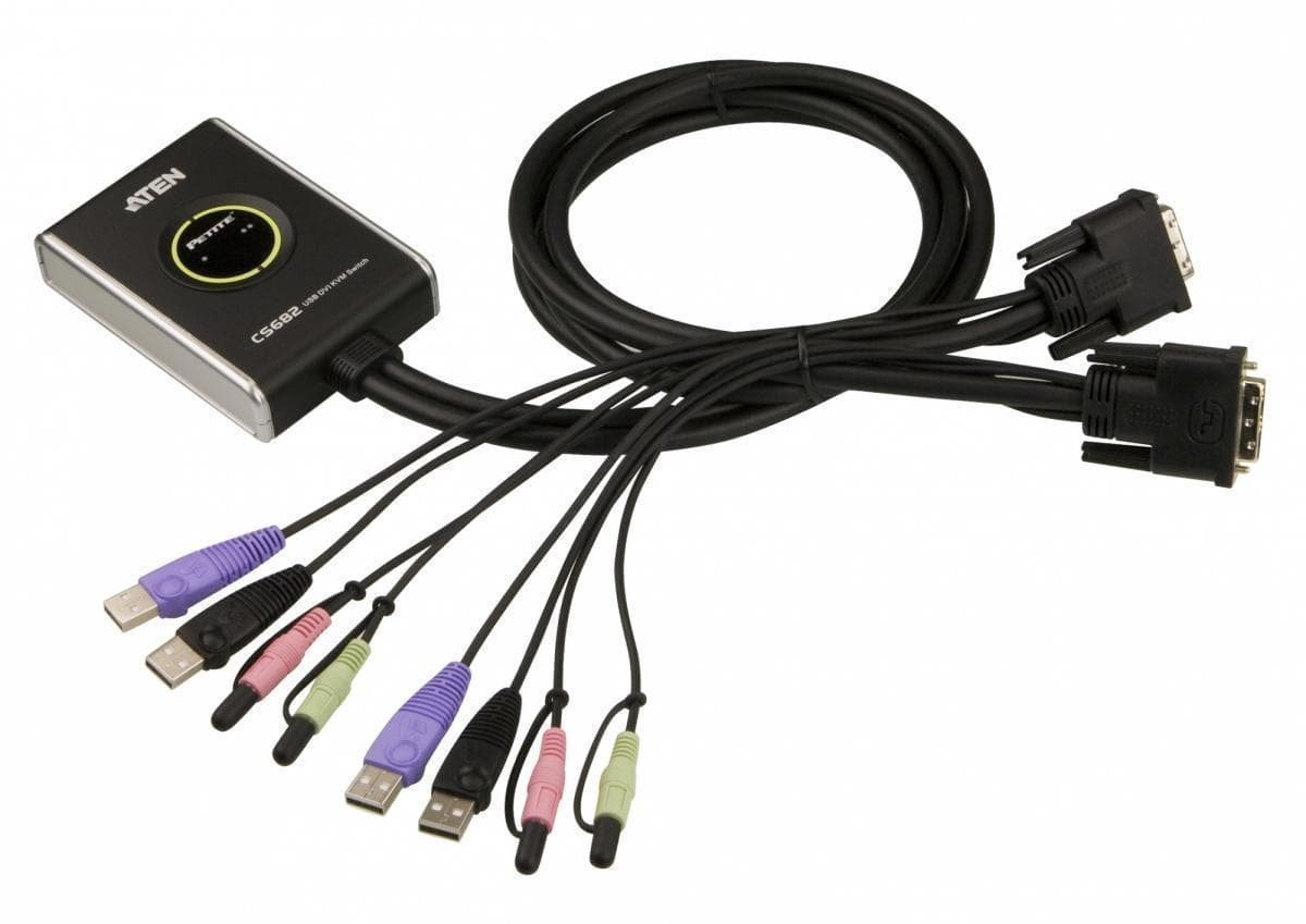 Переключатель KVM 2 порта, DVI-D, USB, 1920 x 1200